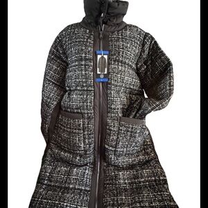 Bernardo Women's Full Zip Puffer Jacket, Black/white Size L